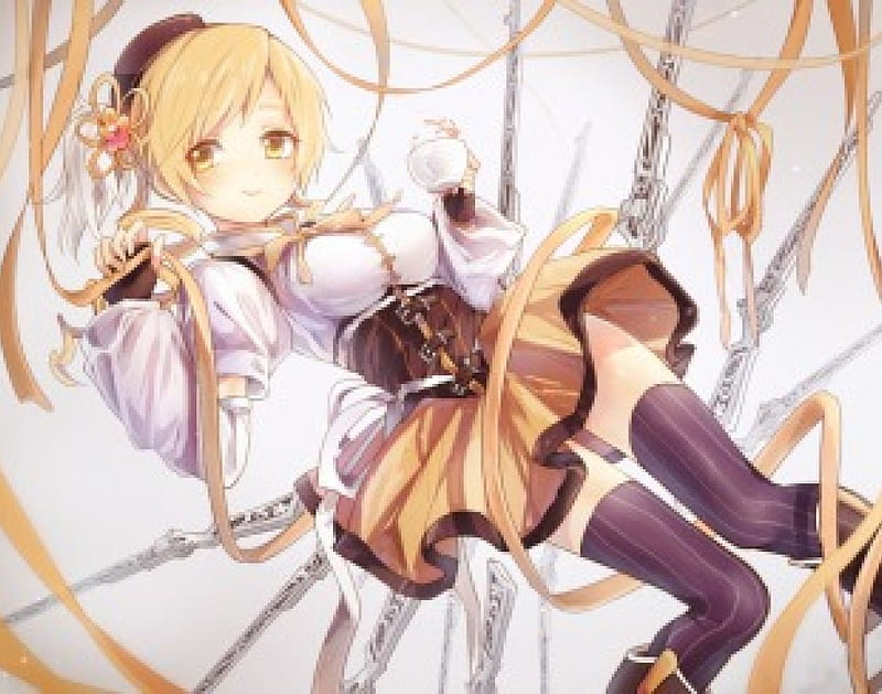 Free Download Tomoe Mami Guns Mahou Shoujo Madoka Magica Anime Blonde Ribbons Yellow