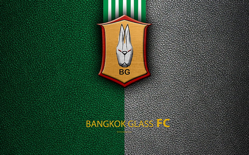 Bangkok Glass FC Thai Football Club, logo, emblem, leather texture, Bangkok, Thailand, Thai League 1, football, Thai Premier League, HD wallpaper