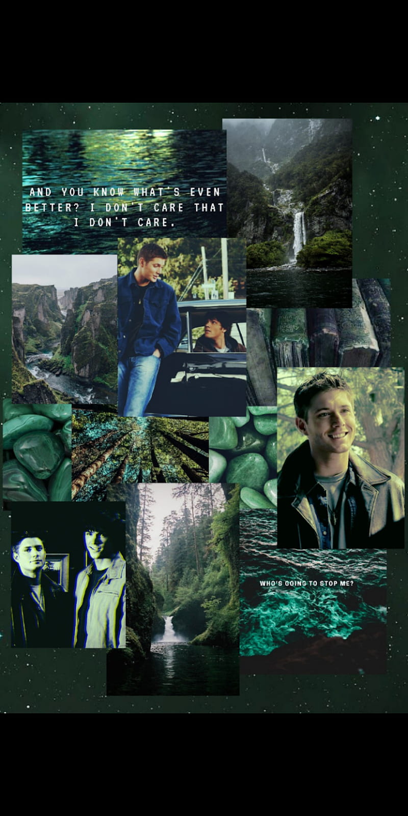 Supernatural Collage, aesthetic, dean, dean winchester, green, spn, supernatural green, HD phone wallpaper