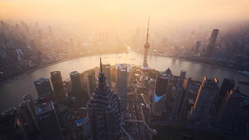 Cityscape Shanghai, cityscape, shanghai, graphy, skycrapper, city, aerial, behance, HD wallpaper