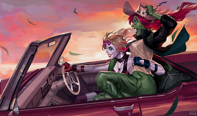 Harley Quinn With Poison Ivy Fun , harley-quinn, poison-ivy, superheroes, artwork, HD wallpaper