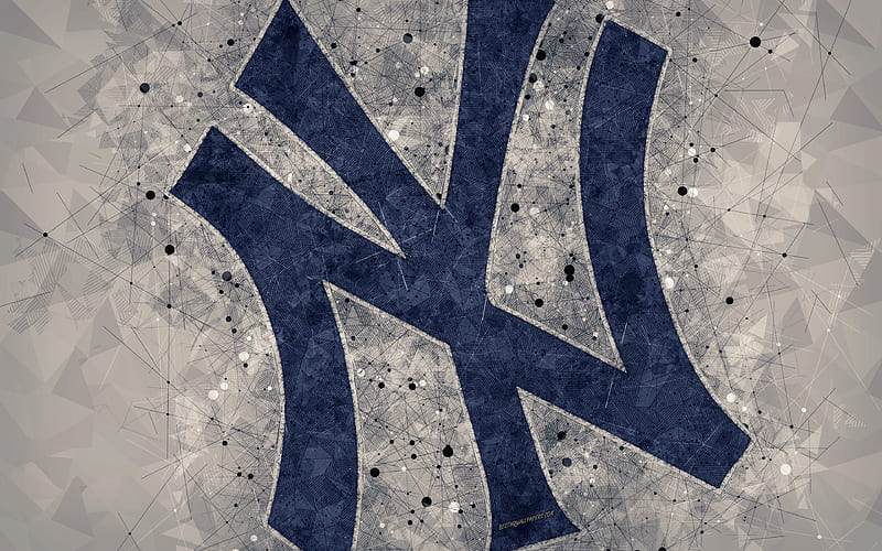 New York Yankees art, logo, american baseball club, geometric art, gray abstract background, American League, MLB, New York, USA, baseball, Major League Baseball, HD wallpaper
