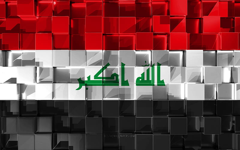 Flag of Iraq, 3d flag, 3d cubes texture, Flags of Asian countries, 3d art, Iraq, Asia, 3d texture, Iraq flag, HD wallpaper