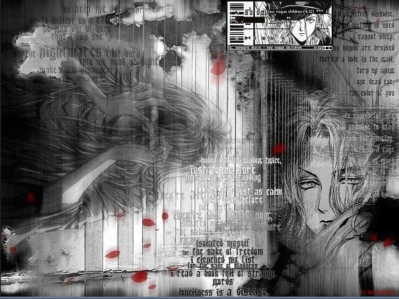 Help me Disappear, locked up, red, girl, poem, anime, black and white, prison, HD wallpaper