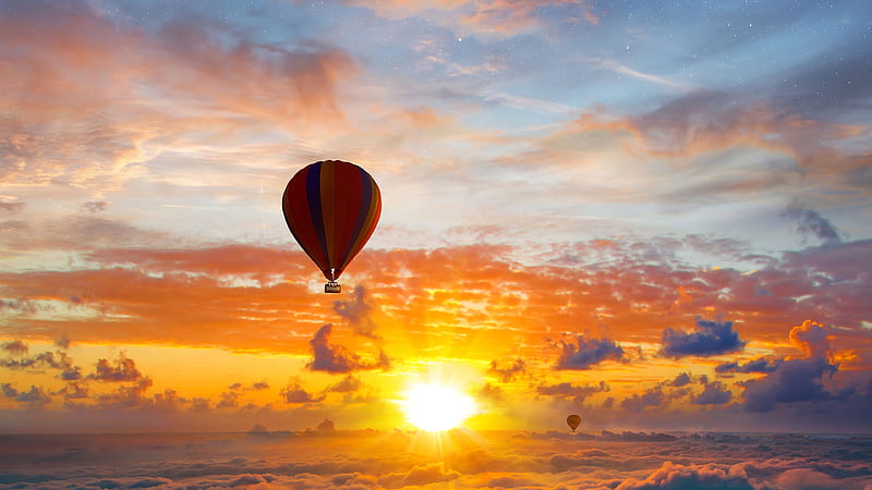 Air Balloons Cloudland , air-balloon, clouds, graphy, HD wallpaper