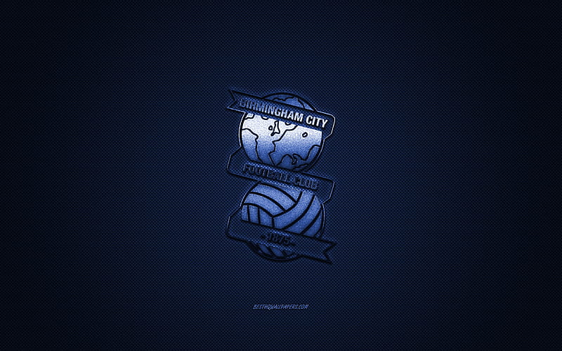Birmingham City FC, English football club, EFL Championship, blue logo, blue carbon fiber background, football, Birmingham, England, Birmingham City FC logo, HD wallpaper