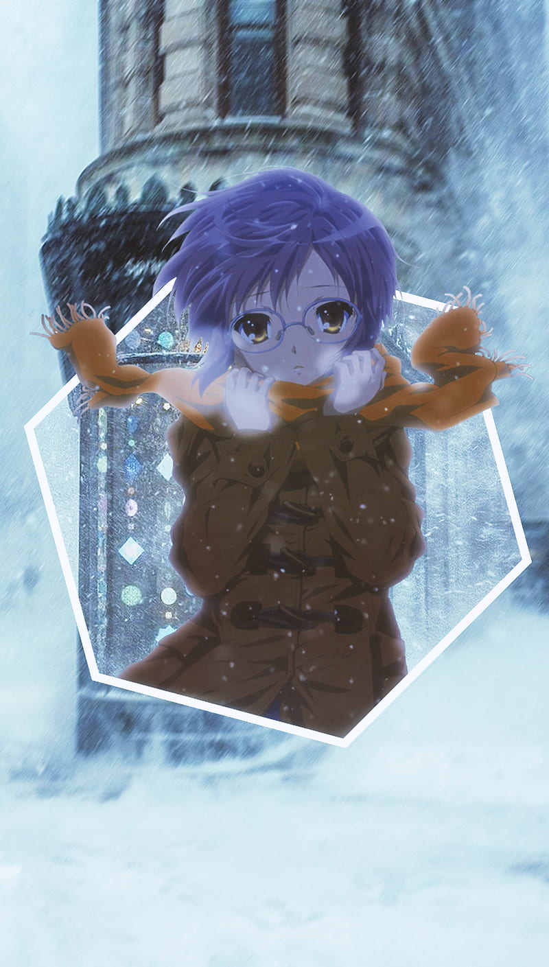 anime, anime girls, -in-, The Melancholy of Haruhi Suzumiya, Nagato Yuki, snow, HD phone wallpaper