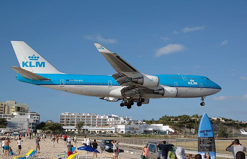 St Maarten Landing, boeing 747, st maarten, jumbo jet, caribbean, HD wallpaper