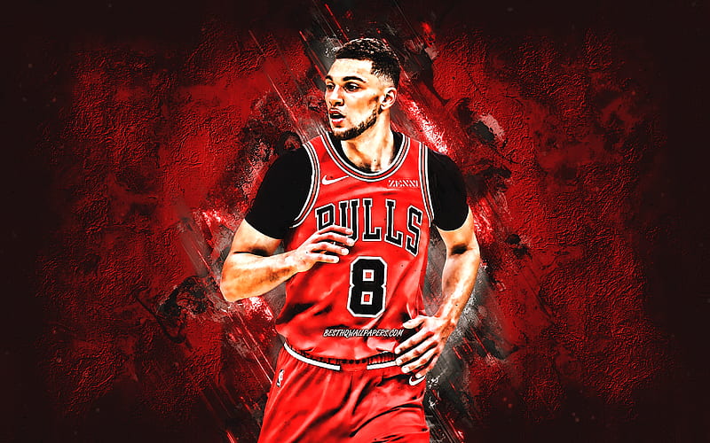 Zach LaVine, American basketball player, Chicago Bulls, NBA, red stone background, basketball, USA, HD wallpaper