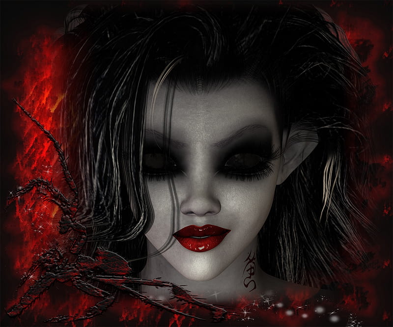 Goth, red, 3d, fantasy, gothic, HD wallpaper | Peakpx