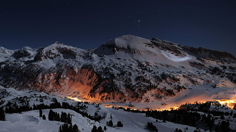 Night Star Alps, night, stars, mountains, nature, HD wallpaper