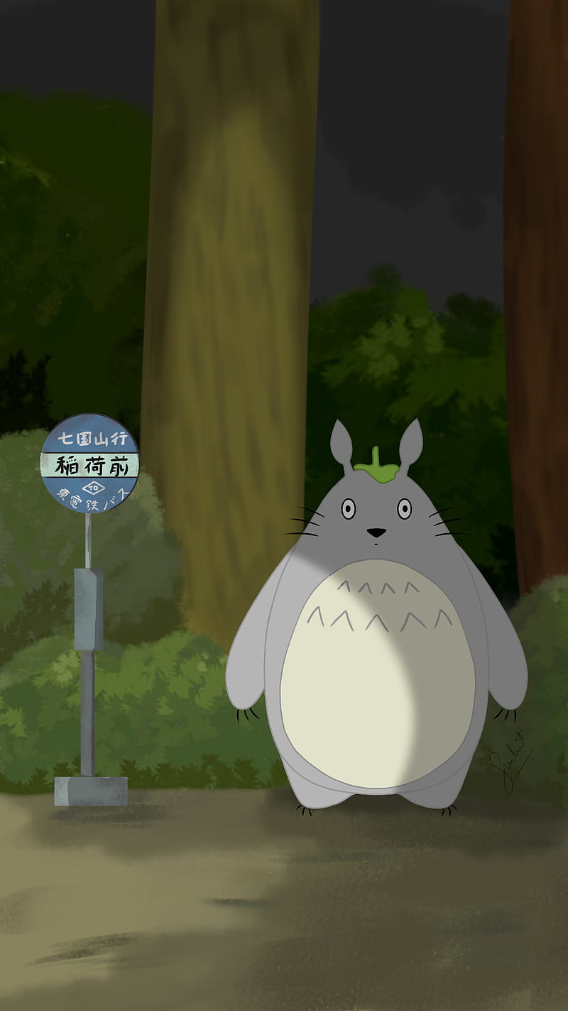 Totoro, art, anime, mu neighbour totoro, HD phone wallpaper
