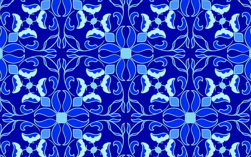 Blue flower texture retro flowers texture, flower pattern, blue floral background, floral ornament texture, HD wallpaper