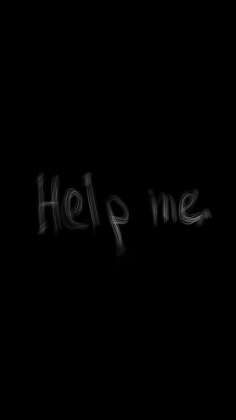 Help Me, FMYury, abstract, black, bw, depressing, depression, life, lines, text, wb, white, wordart, words, HD phone wallpaper