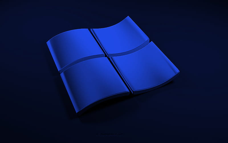 Windows 3d dark blue logo, dark blue background, Windows, creative 3d art, Windows logo, 3d emblem, Windows 3d logo, HD wallpaper