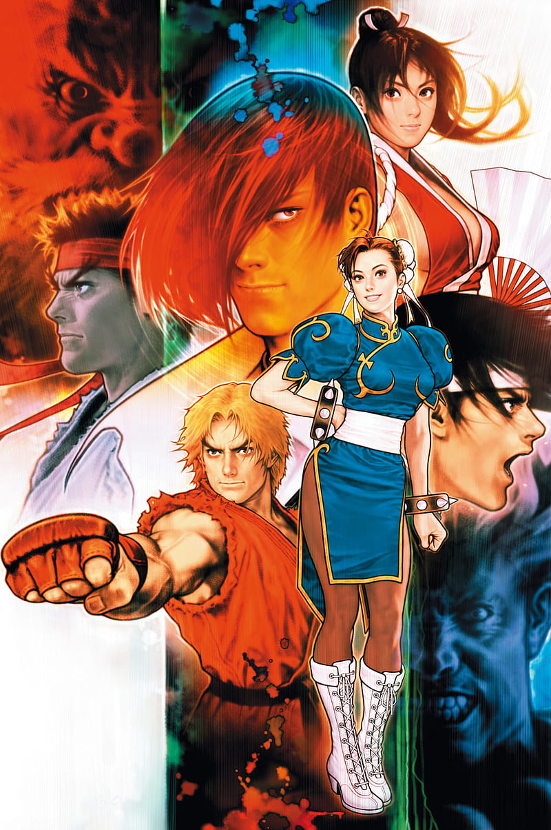 SNK vs Capcom, akuma, chun li, iori, ken, mai, mr karate, ryu, shiranui, yagami, HD phone wallpaper
