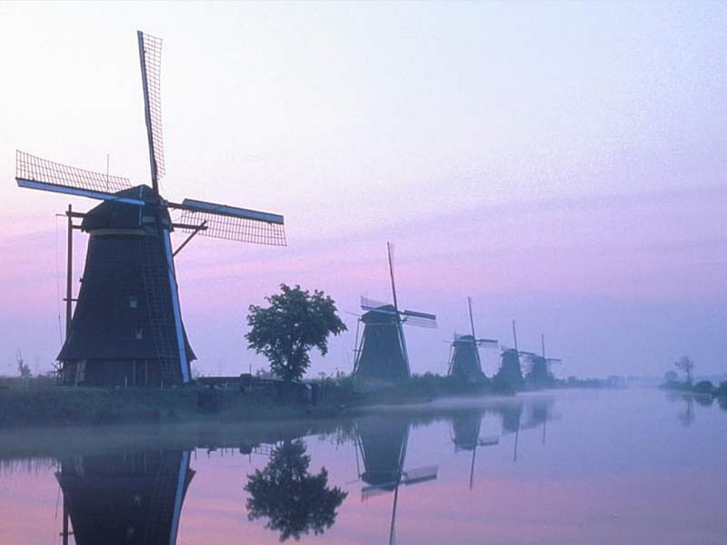 windmills,in,kinderdijk, netherlands, south holland, home place, water, in, windmills, Home town, kinderdijk, HD wallpaper