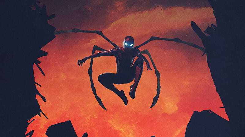 Iron Spider Man, spiderman, superheroes, artist, artwork, digital-art, HD wallpaper