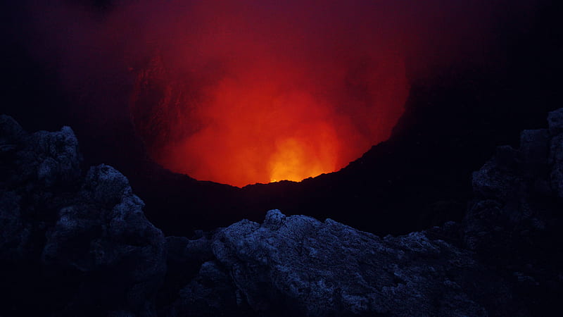 Volcano Dark Red , volcano, dark, red, nature, HD wallpaper
