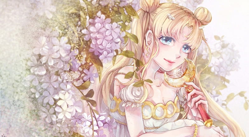 Serenity, pretty, adorable, sweet, floral, nice, anime, sailor moon, beauty, anime girl, long hair, lovely, twintail, blonde, happy, cute, dress, blond, divine, bonito, sublime, twin tail, magical girl, blossom, tsukino usagi, sailormoon, usagi, female, wand, blonde hair, twintails, usagi tsukino, twin tails, princess serenity, blond hair, kawaii, tsukino, girl, flower, princess, angelic, HD wallpaper