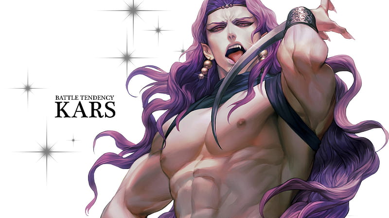 Jojo Kars Without Shirt With Long Purple Hair With White Background Anime, HD wallpaper