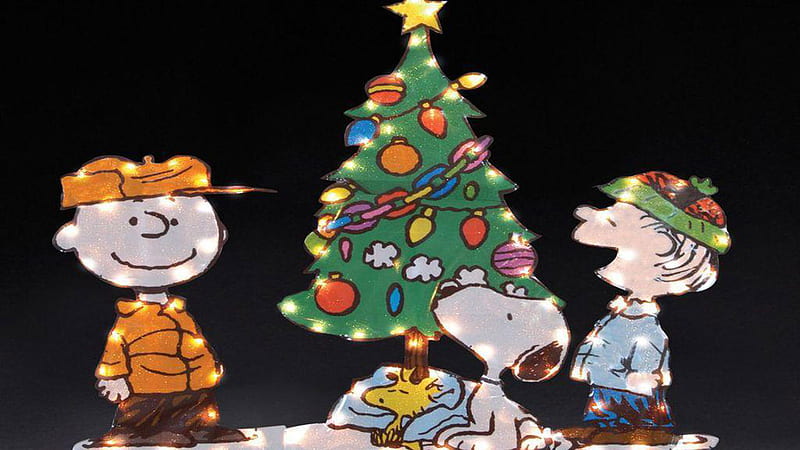 Snoopy Is Standing With Two Boys Near Christmas Tree Snoopy Christmas, HD wallpaper