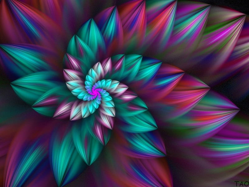 COLORFUL SPIRAL , wrapped, pretty, colorful, bonito, Fractal Art, 3D ...