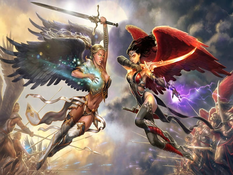War Of The Angels, guerra, fantasy, armies, magic, angels, HD wallpaper