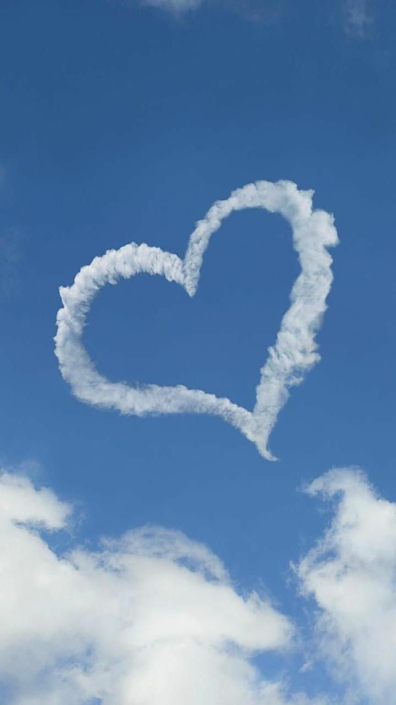 Heart Cloud, blue, clouds, sky, HD phone wallpaper