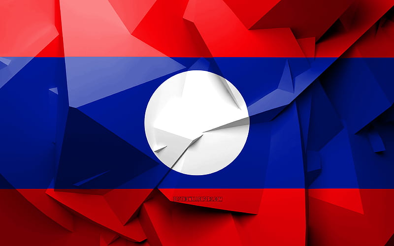 Flag of Laos, geometric art, Asian countries, Laotian flag, creative, Laos, Asia, Laos 3D flag, national symbols, HD wallpaper