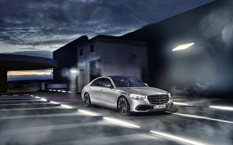 2021, Mercedes-Benz S-Class front view, exterior, new silver S-Class, W223, german luxury cars, Mercedes, HD wallpaper