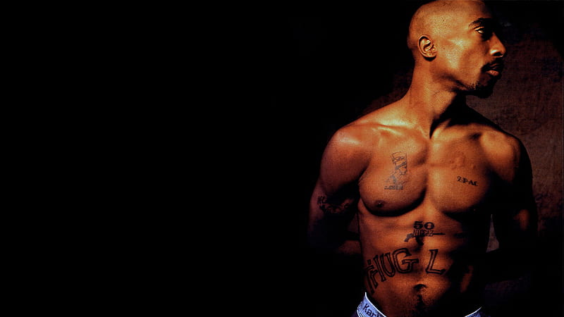2Pac Tupac Is Having Tattoos On Chest And Abdomen Facing One Side Music, HD wallpaper