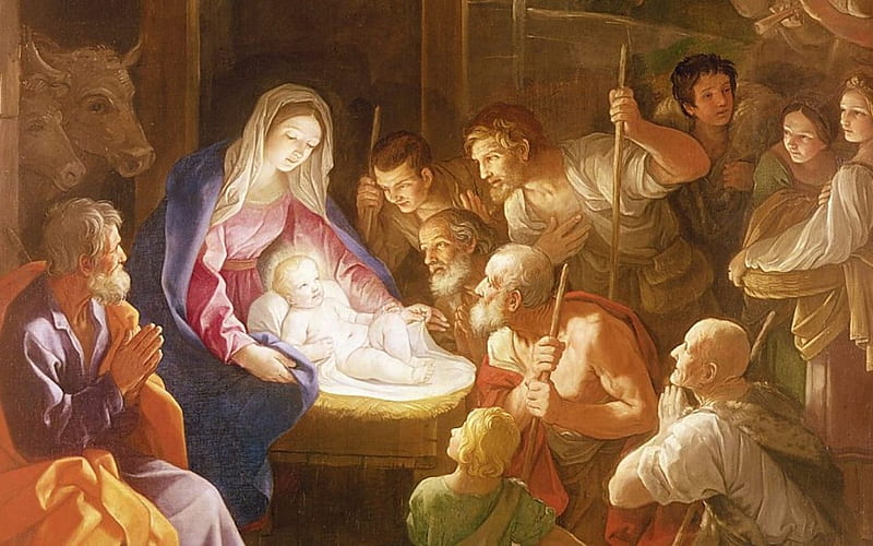 Nativity, Joseph, shepherds, child, Mary, Jesus, HD wallpaper