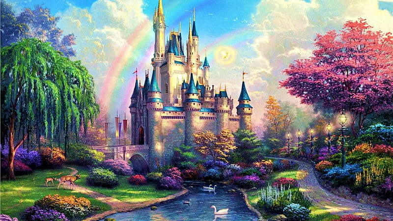 magic fairy tale princess castle Wall Mural Wallpaper | Canvas Art Rocks –  Canvas Art Rocks US