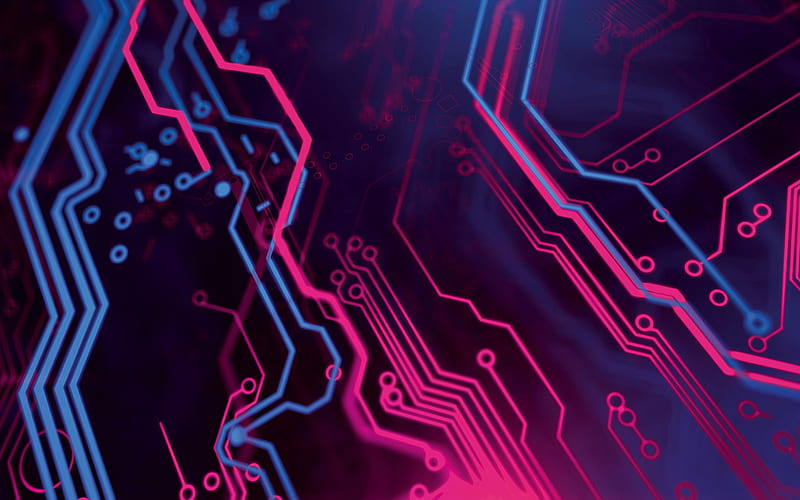 Neon line circuit board, neon digital background, pink neon lines, modern  technology, HD wallpaper | Peakpx