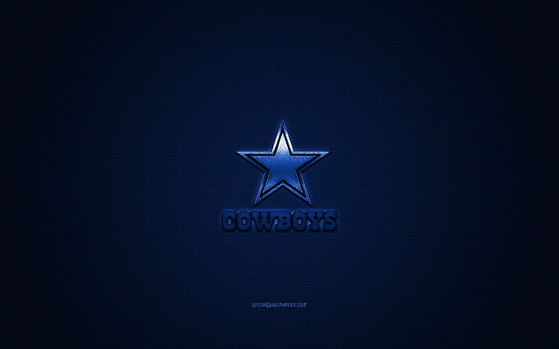 Dallas Cowboys, American football club, NFL, blue logo, blue carbon fiber background, American football, Arlington, Texas, USA, National Football League, Dallas Cowboys logo, HD wallpaper