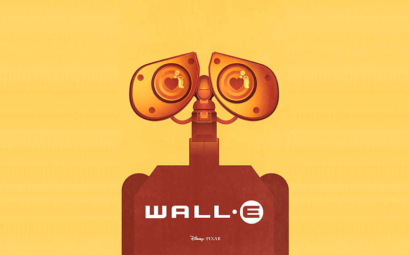 Wall-E minimal, orange backgrounds, robot, Wall-E minimalism, Wall-E, HD wallpaper