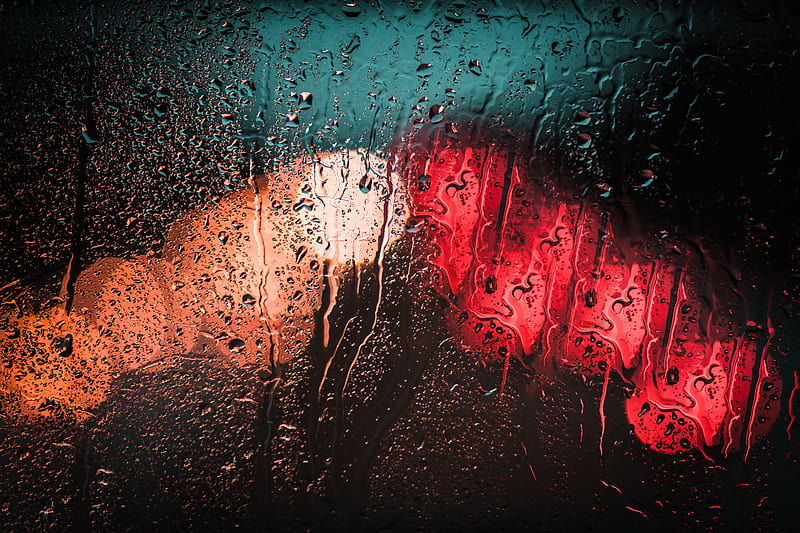 drops, glass, rain, glare, bokeh, blur, macro, HD wallpaper