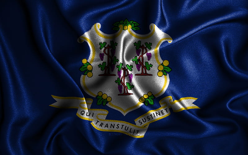 Connecticut flag silk wavy flags, american states, USA, Flag of Connecticut, fabric flags, 3D art, Connecticut, United States of America, Connecticut 3D flag, US states, HD wallpaper