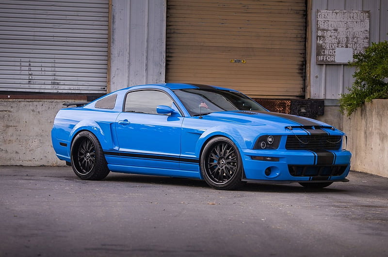 A Grabber Blue Three-Valve 2005 Ford Mustang GT Built for Show & Go, GT, Ford, Black Stripes, Blue, HD wallpaper