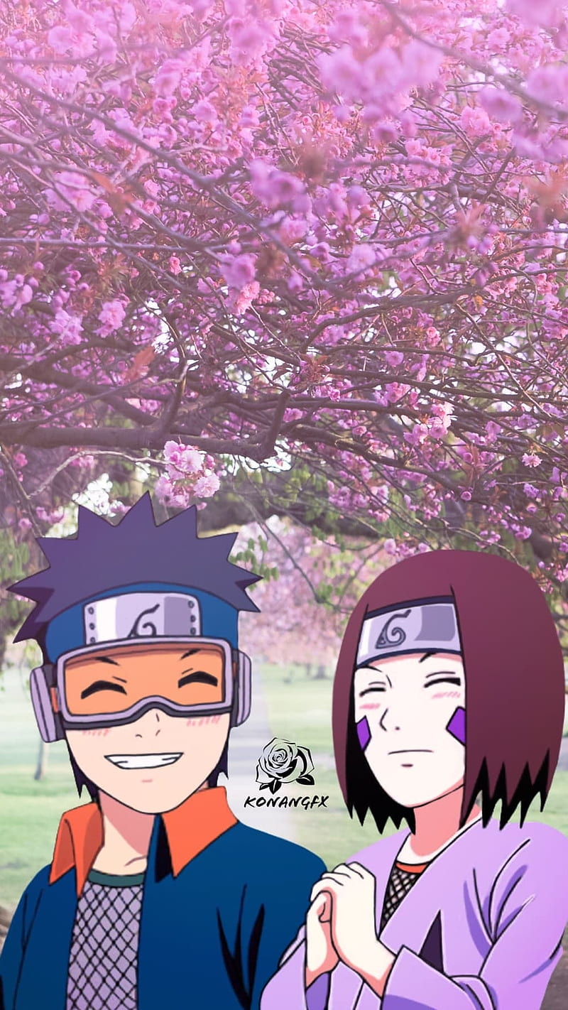 Obito and Rin, naruto, rin nohara, uchiha, naruto couple, anime, obito uchiha, HD phone wallpaper