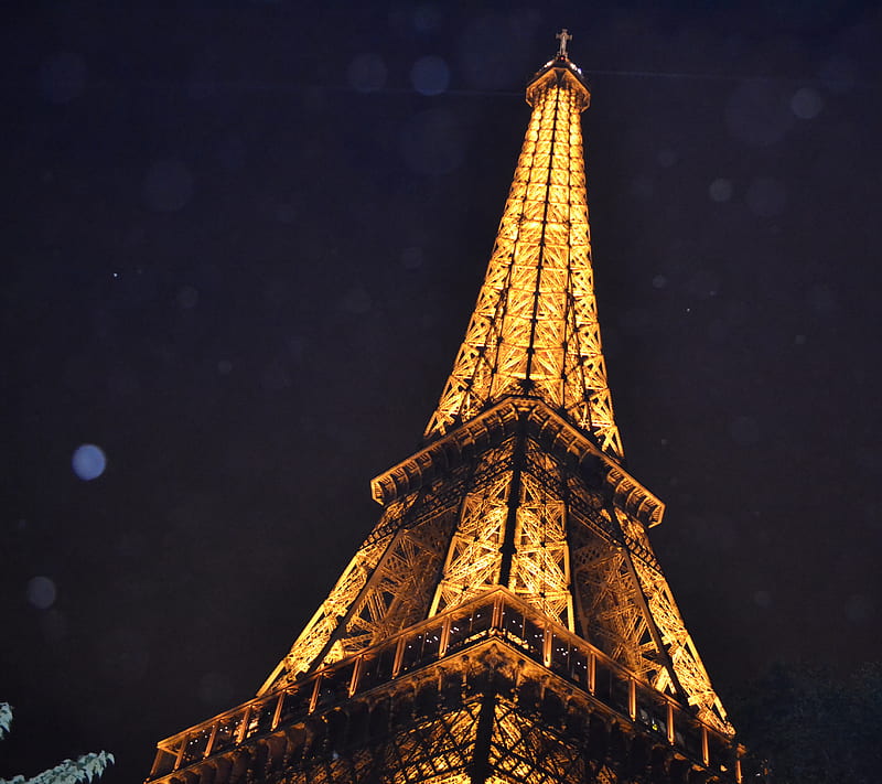 Eiffel tower, eiffel, lights, monument, night, orange, paris, tower, HD wallpaper