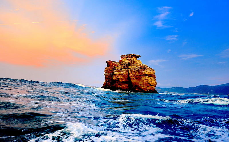 ROCK FLOAT, rock, nature, waves, fornation, sea, HD wallpaper