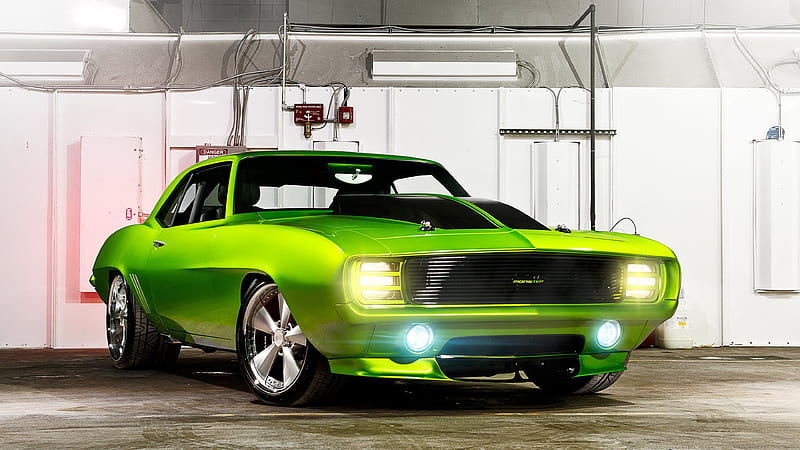 Chevrolet Camaro Monster 1969 cars, Chevy, muscle cars, lime Camaro, Chevrolet, HD wallpaper