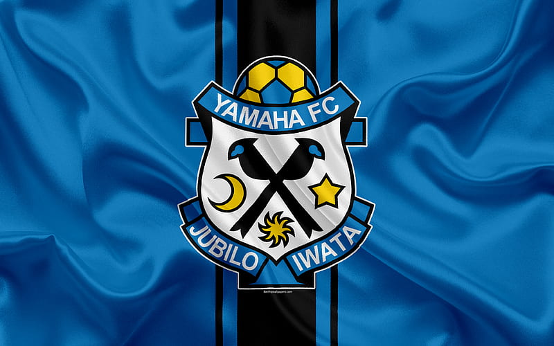 Jubilo Iwata Japanese football club, logo, emblem, J-League, football, Iwata, Shizuoka, japan, silk flag, League Division 1, Japan Football Championship, HD wallpaper