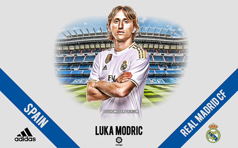 Luka Modric, Real Madrid, portrait, Croatian footballer, midfielder, La Liga, Spain, Real Madrid footballers 2020, football, Santiago Bernabeu, HD wallpaper