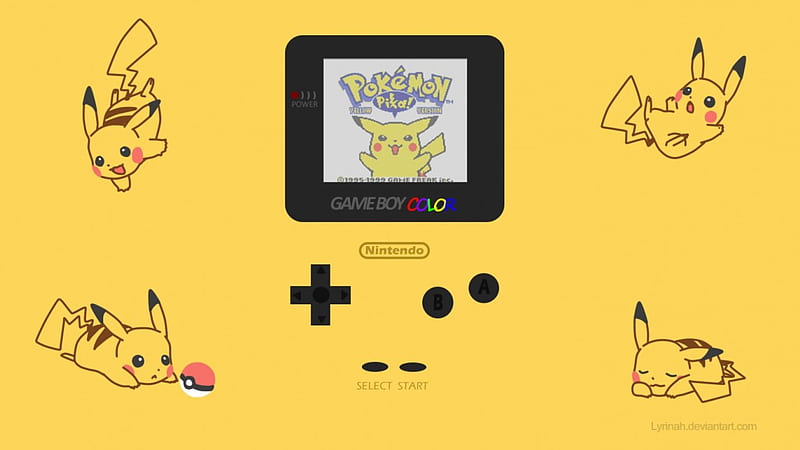 Pokemon Yellow Gameboy Color, gameboy, clean, yellow, simple, color, pokemon, pikachu, game boy, HD wallpaper