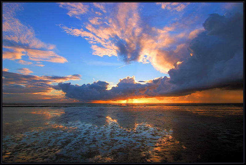 Wadden_Sea, wadden, bonito, sunset, sea, HD wallpaper