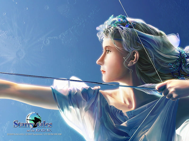 Artemis, stars, celestial, celestial exploring, new age, kagaya, starry tales, blue, starry sky, HD wallpaper