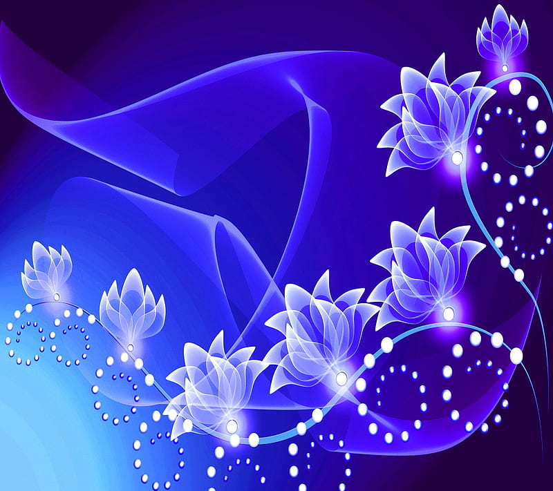 Blue Florals, abstract vector, blue flowers background, HD wallpaper